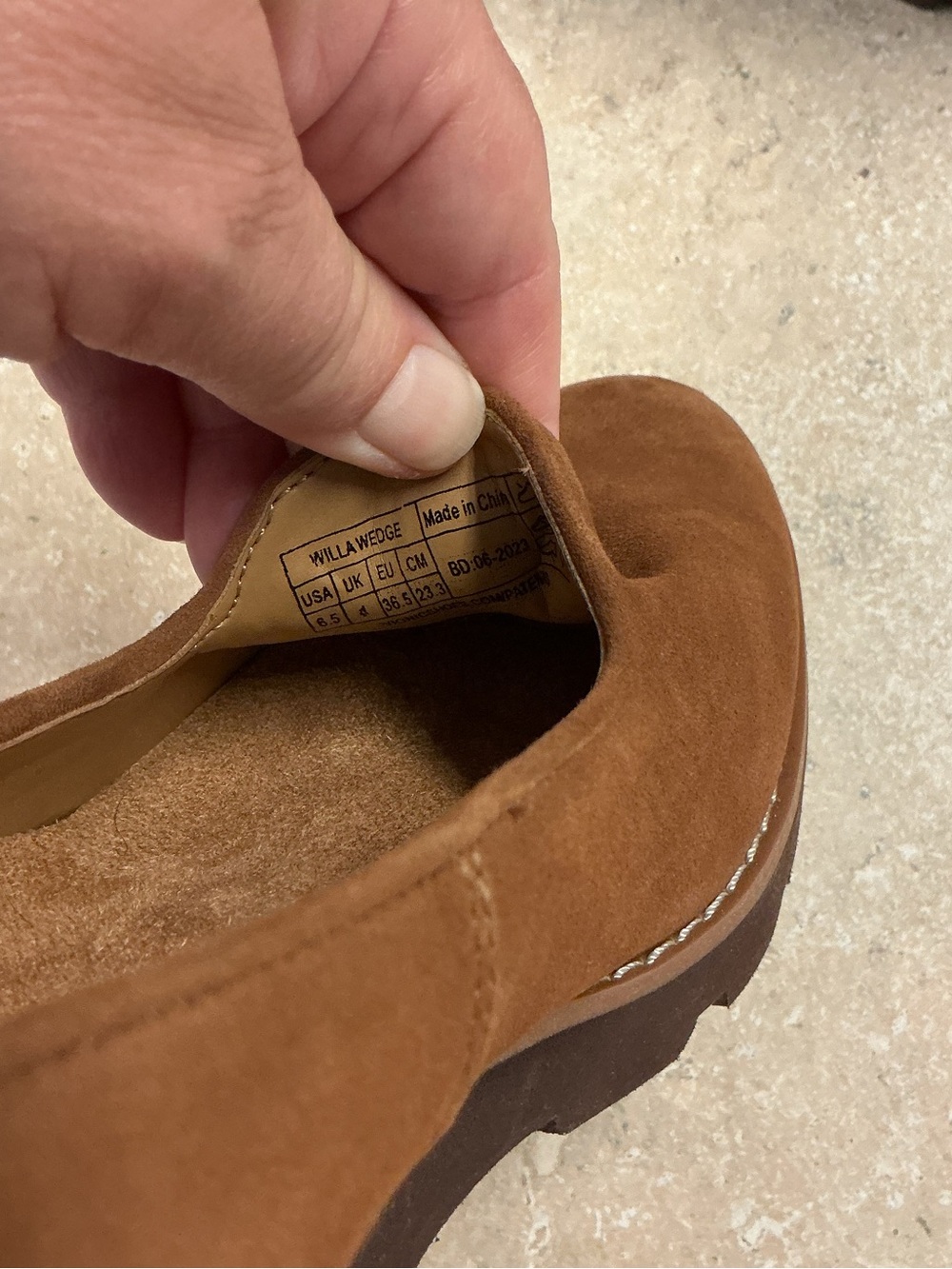 Vionic SZ 6.5 Suede Willa Wedge Toffee Round Toe Slip On Water Repellent Shoes - Picture 12 of 12